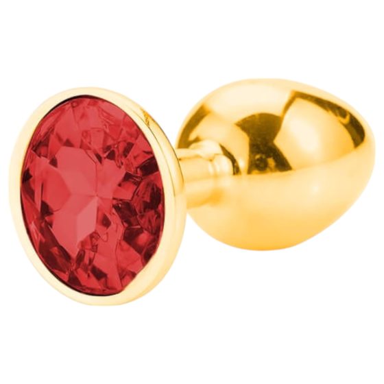 Sunfo - Metal Anal Plug with Gem (Gold-Red)