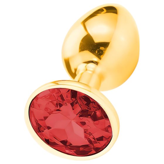 Sunfo - Metal Anal Plug with Gem (Gold-Red)