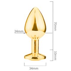 Sunfo - Metal Anal Dildo with Stone (Gold-Red)