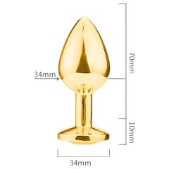 Sunfo - Metal Anal Plug with Gem (Gold-Red)