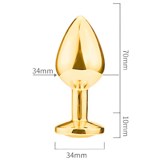 Sunfo - Metal Anal Dildo with Stone (Gold-Red)