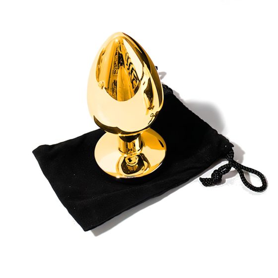 Sunfo - Metal Anal Dildo with Stone (Gold-Red)