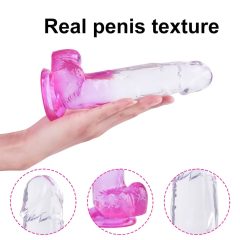 Sunfo - Suction Cup Realistic Dildo - 22cm (Clear-Purple)