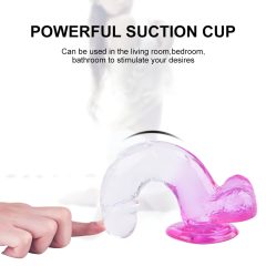   Sunfo - suction cup, lifelike dildo with balls - 22cm (translucent purple)