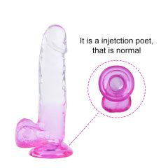   Sunfo - suction cup, lifelike dildo with balls - 22cm (translucent purple)