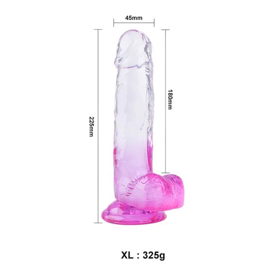 Sunfo - Suction Cup Realistic Dildo - 22cm (Clear-Purple)