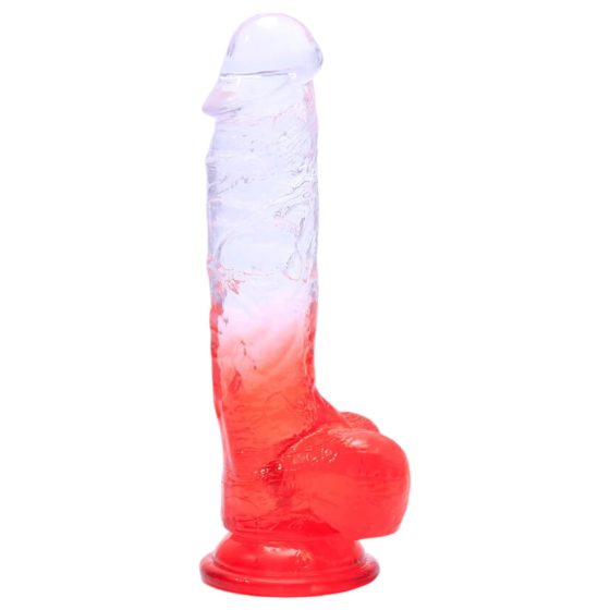 Sunfo - Realistic Suction Cup Dildo - 21cm (Transparent-Red)