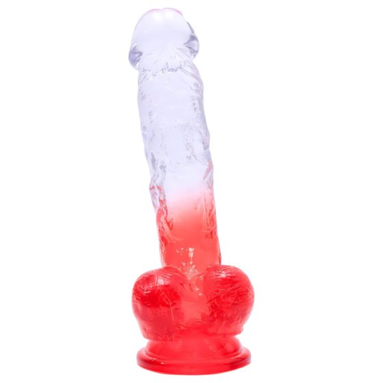 Sunfo - Realistic Suction Cup Dildo - 21cm (Transparent-Red)