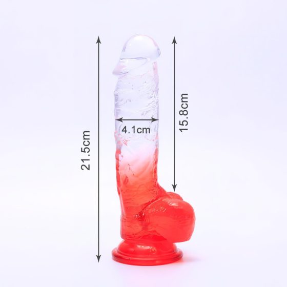 Sunfo - Realistic Suction Cup Dildo - 21cm (Transparent-Red)