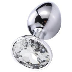 Sunfo - metal anal dildo with stone (silver-white)