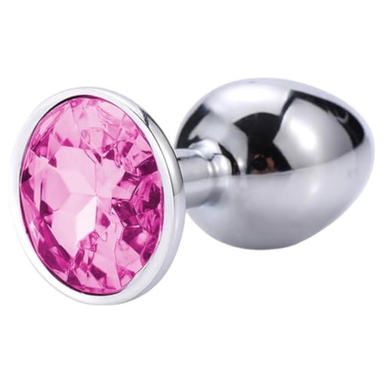 Sunfo - metal anal plug with stone (silver-pink)