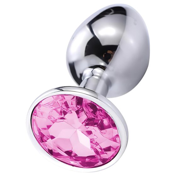 Sunfo - metal anal plug with stone (silver-pink)