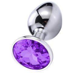 Sunfo - Metal Anal Dildo with Stone (Silver-Purple)