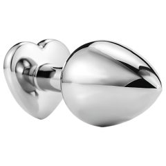   Sunfo - Metal Anal Dildo with Heart-Shaped Stone (Silver-White)