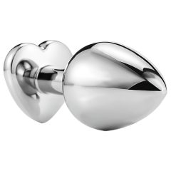 Sunfo - Metal Anal Plug with Heart-Shaped Gem (Silver-White)