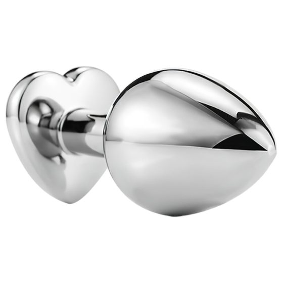 Sunfo - Metal Anal Dildo with Heart-Shaped Stone (Silver-White)