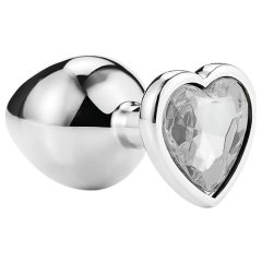   Sunfo - Metal Anal Dildo with Heart-Shaped Stone (Silver-White)