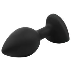   Sunfo - Silicone Anal Dildo with Heart-Shaped Gem (Black and White)