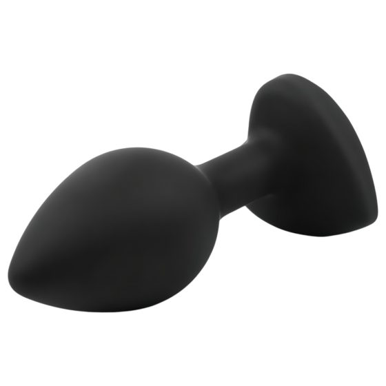 Sunfo - Silicone Anal Dildo with Heart-Shaped Gem (Black and White)