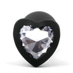   Sunfo - silicone anal plug with heart-shaped gem (black-white)