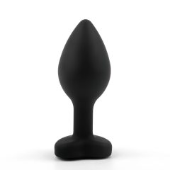   Sunfo - Silicone Anal Dildo with Heart-Shaped Gem (Black and White)