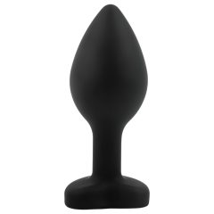   Sunfo - Silicone Anal Dildo with Heart-Shaped Gem (Black and White)