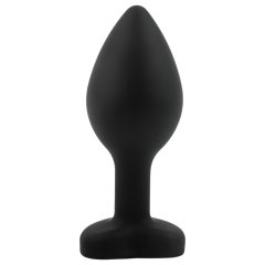   Sunfo - silicone anal plug with heart-shaped gem (black-white)