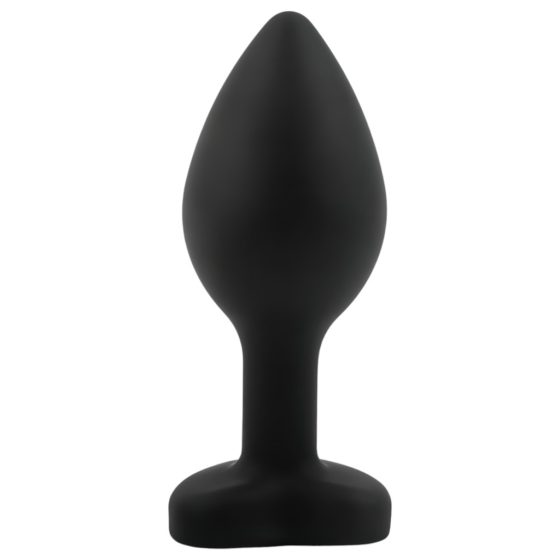 Sunfo - Silicone Anal Dildo with Heart-Shaped Gem (Black and White)