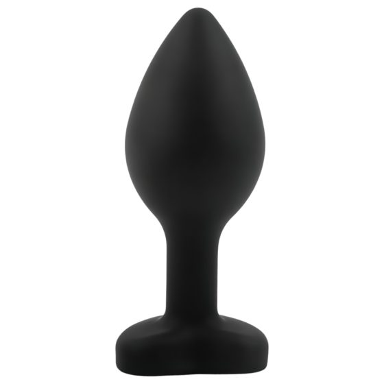 Sunfo - silicone anal plug with heart-shaped gem (black-white)