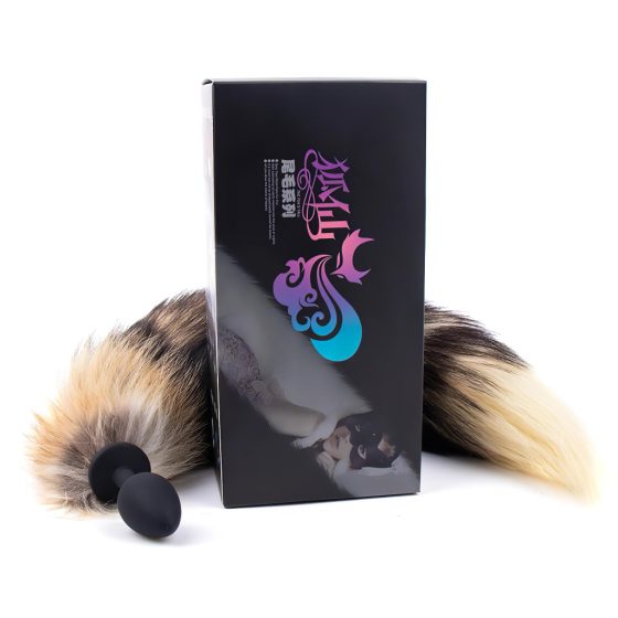 Sunfo - Silicone Anal Dildo with Fox Tail (Black-Red)