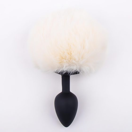 Sunfo - anal plug with bunny tail (black and white)