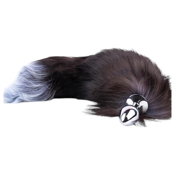 Sunfo - Metal Anal Dildo with Fox Tail (Silver-Black)