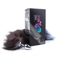 Sunfo - Metal Anal Dildo with Fox Tail (Silver-Black)