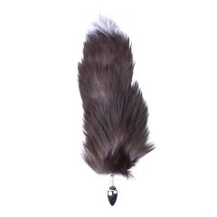 Sunfo - Metal Anal Dildo with Fox Tail (Silver-Black)