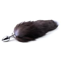 Sunfo - Metal Anal Dildo with Fox Tail (Silver-Black)