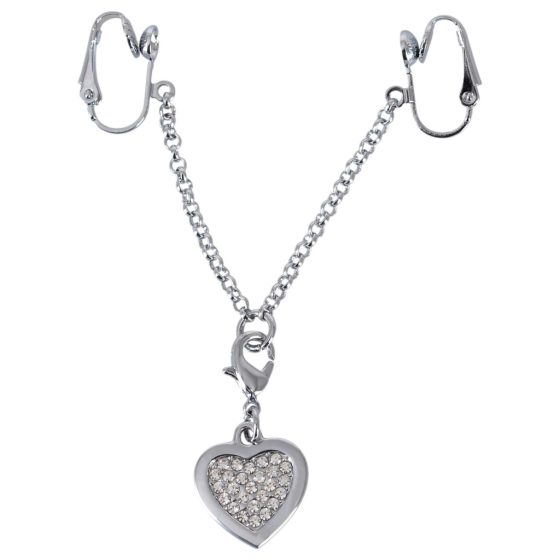 Rhinestone Heart Intimate Jewelry (Silver)