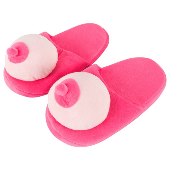 Pink Plush Slippers - Breast Shaped