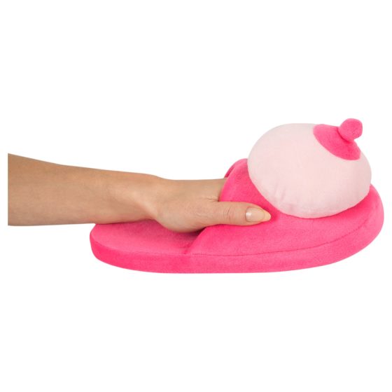 Pink Plush Slippers - Breast Shaped