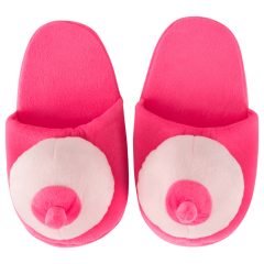 Pink Plush Slippers - Breast Shaped