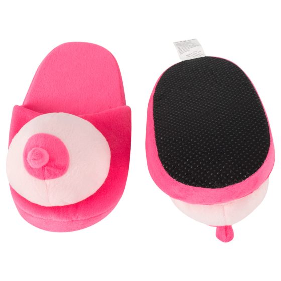 Pink Plush Slippers - Breast Shaped