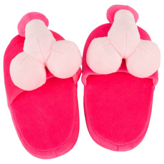 Pink Plush Penis Slippers