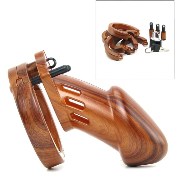 CB-6000 - Luxury Wooden Chastity Cage with Lock