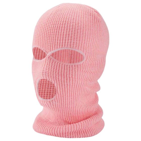 Knitted Balaclava with 3 Openings (Pink)