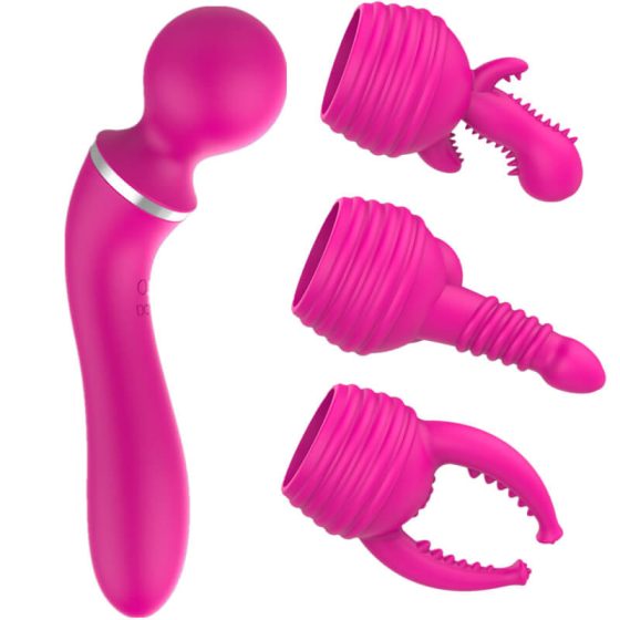 Lonely - 2-in-1 Interchangeable Head Massager and G-Spot Vibrator (Pink)