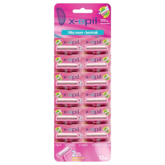 X-Epil Silky - 2-blade razor with rubberized handle (12pcs)