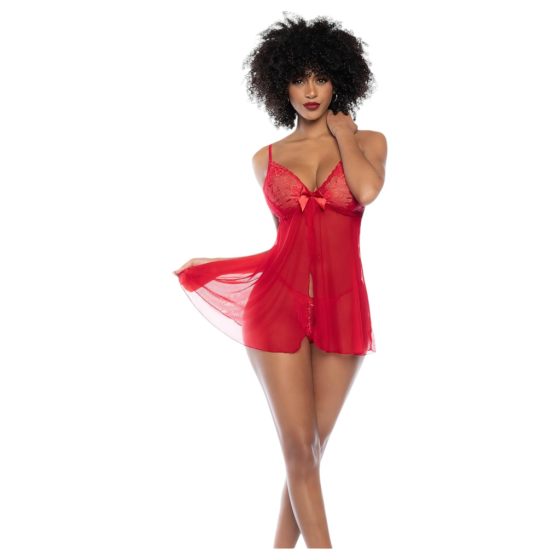 Lace Babydoll and Thong Set (Red)