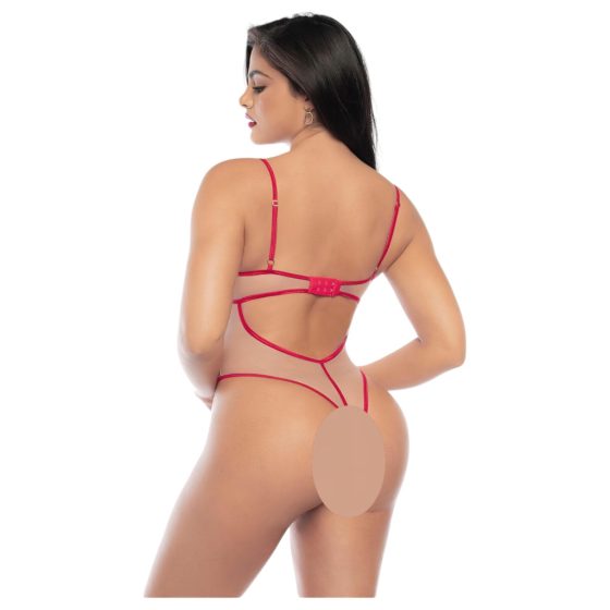 Mapale - Red and Nude Strappy Bodysuit