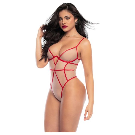 Mapale - Red and Nude Strappy Bodysuit