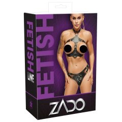 ZADO - Leather Harness Set with Strap-on Bottoms (Black)