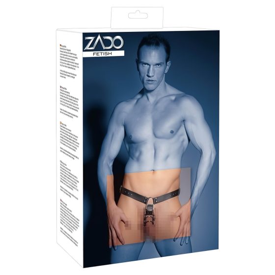 ZADO - Leather Thong with Dildo and 3 Penis Rings